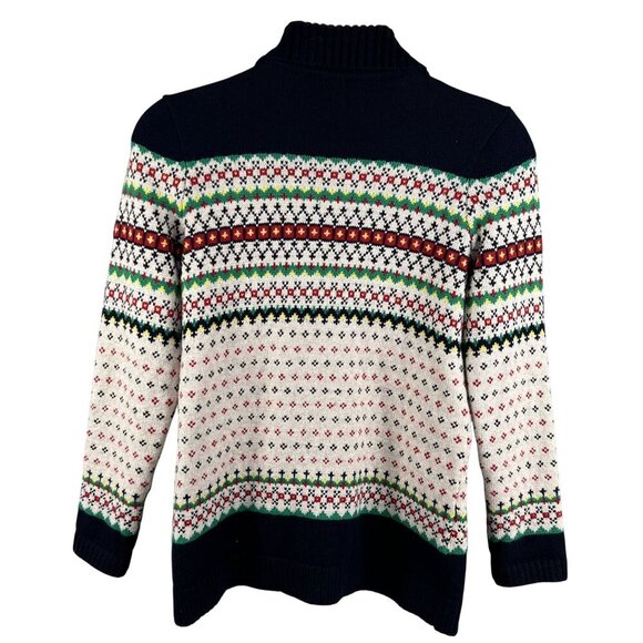 Talbots Womens L Fair Isle Shawl Collar Cardigan Sweater Soft Cozy Cotton Blend - Picture 2 of 16